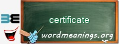 WordMeaning blackboard for certificate